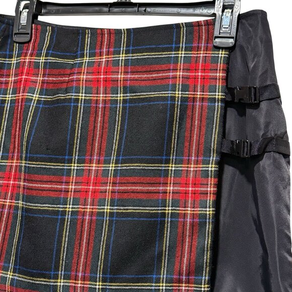 Vintage Y2K Express Wool Mini Skirt Black Plaid Preppy Grunge Goth Womens Small - Picture 4 of 11